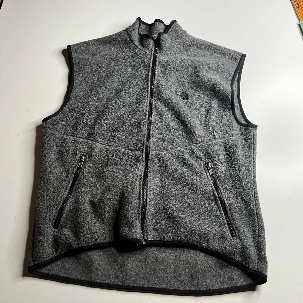 The North Face Vintage Fleece Vest Gray Full Zip Made in USA Mens Large RN61661